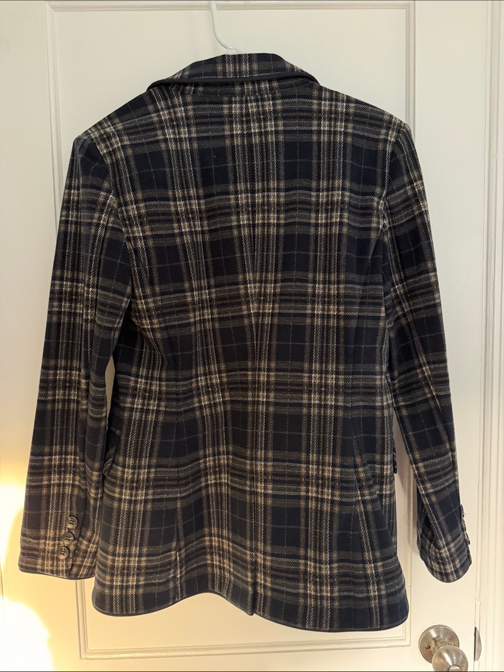 Avec Les Filles Navy and Gray Plaid Double-Breasted Blazer - Picture 6 of 7